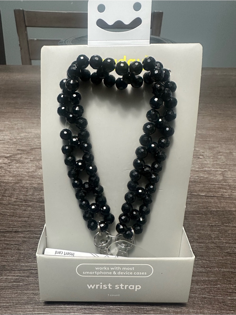 heyday Black Faceted Beaded Wrist Strap for Phones